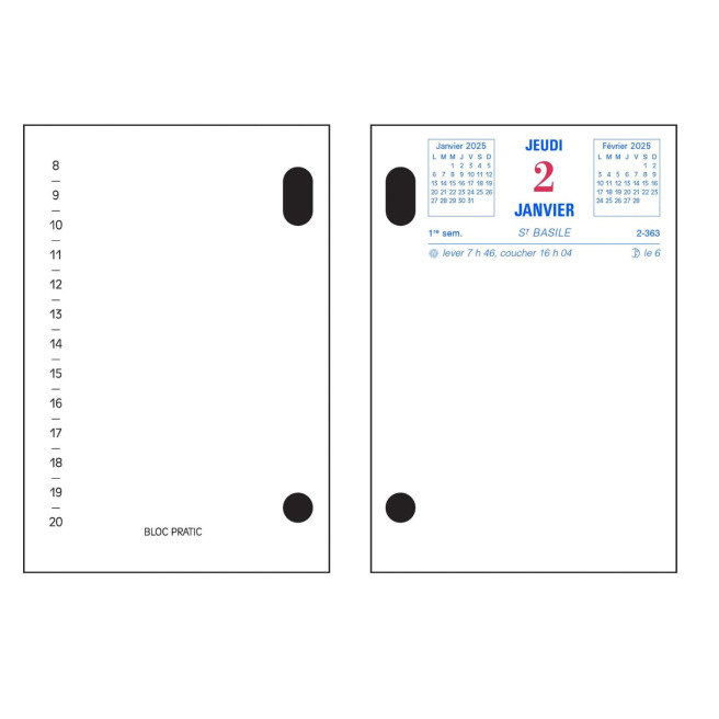 Calendrier bloc mémo Exacompta - 8,2 x 12 cm - 1 jour par page