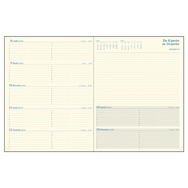 Agenda Exacompta ESPACE 27 - 21 x 27 cm - 1 semaine sur 2 page avec notes