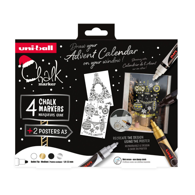 Set van 4 Uni-ball CHALK-krijtmarkers