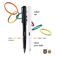 Lamy SAFARI vulpen set All White + vulpen All Black + kleur ringen Lamy SAFARI vulpen set All White + vulpen All Black + kleur ringen