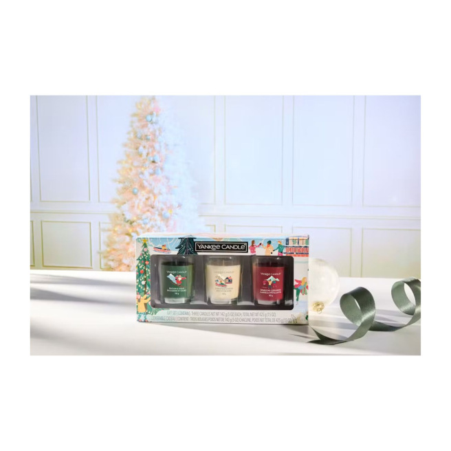 Bougie votive Yankee Candle Signature PASSPORT TO THE HOLIDAYS - coffret de 3
