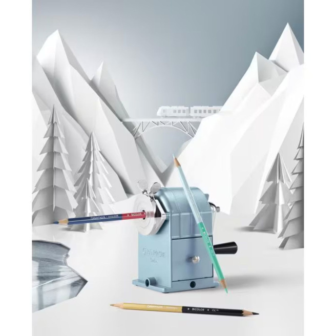 Taille-crayon à MANIVELLE Caran d'ache - métal - édition spéciale ALPINE FROST