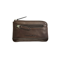 Porte-monnaie en cuir MAVERICK BROWN avec porte-clés