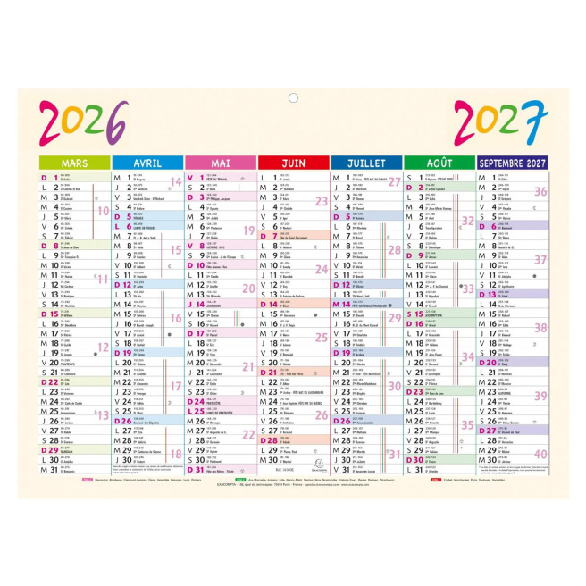 Calendrier planning scolaire Exacompta PEP'S - 29,5 x 22 cm 