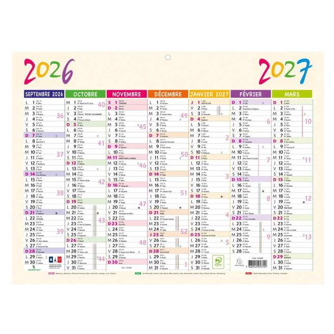 Calendrier planning scolaire Exacompta PEP'S - 29,5 x 22 cm 