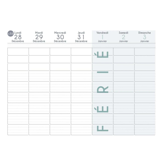 Calendrier scolaire Quo Vadis FAMILY PLANNER HEBDO - semainier sur 16 mois - 30 x 30 cm