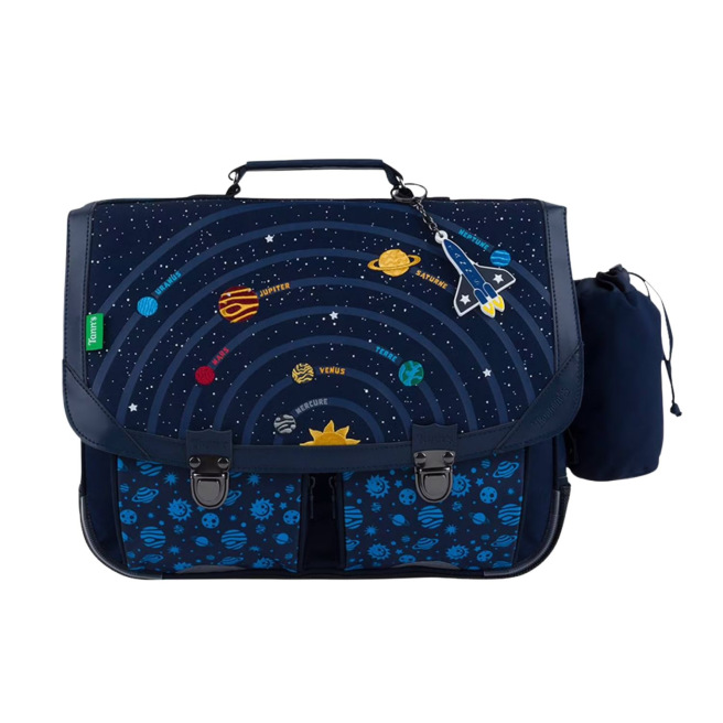 Cartable Gabriel bleu 38cm poche gourde