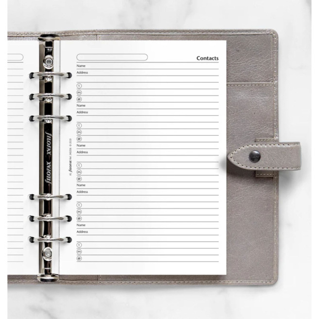 Recharge pour organiser Filofax CONTACTS