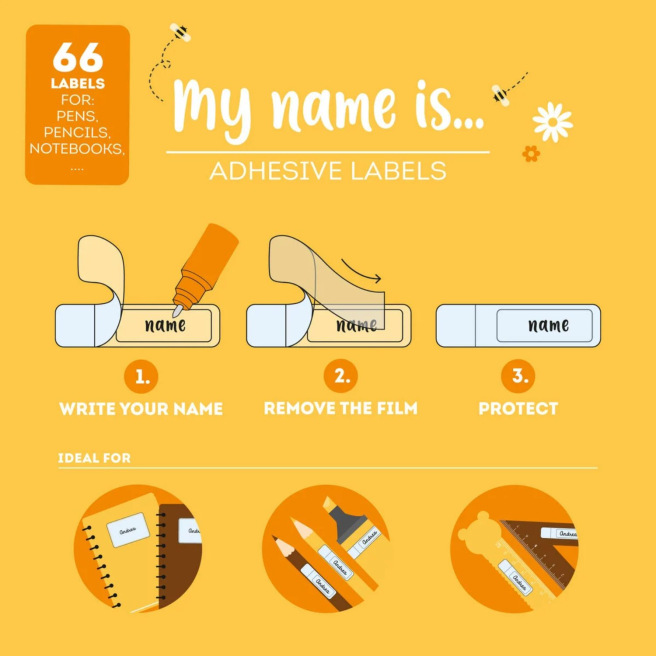 Etiquettes adhésives avec film Legami MY NAME IS ...