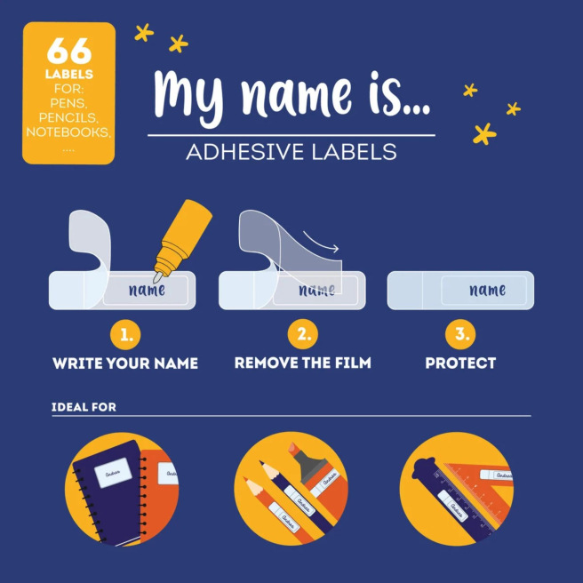 Etiquettes adhésives avec film Legami MY NAME IS ...