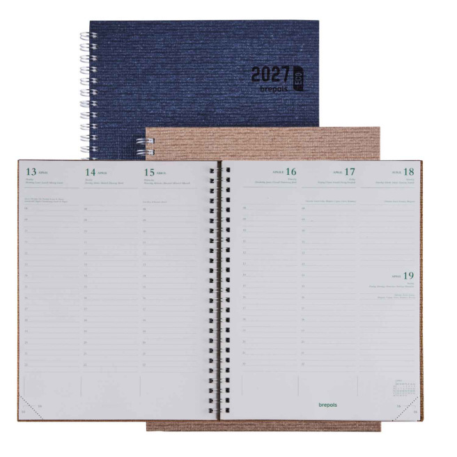 Agenda Brepols ECOTIMING - 17 X 22 cm - 1 week op 2 pagina's - gerecycled papier