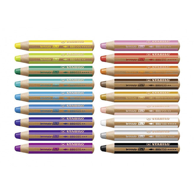 Crayons de couleur Stabilo WOODY 3 en 1 Crayons de couleur Stabilo WOODY 3 en 1