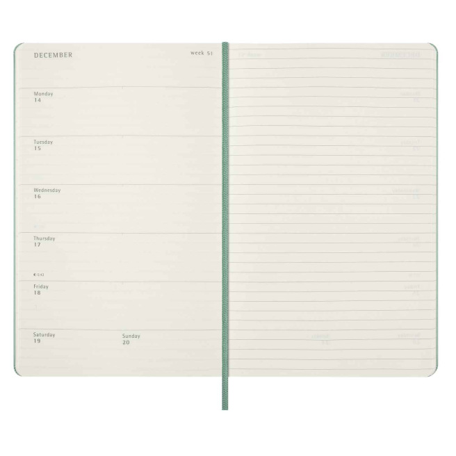 Agenda Moleskine - Large 13 x 21 cm - 1 semaine sur 2 pages avec notes