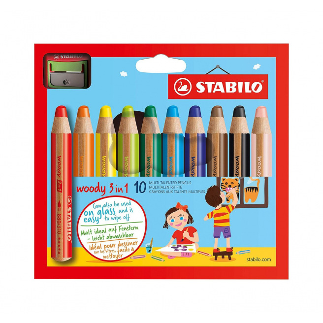 Crayons de couleur Stabilo WOODY 3 en 1 Crayons de couleur Stabilo WOODY 3 en 1