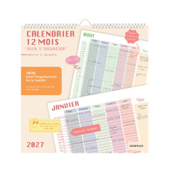 Calendrier Oberthur mural mensuel BIEN S'ORGANISER - 30 x 30 cm