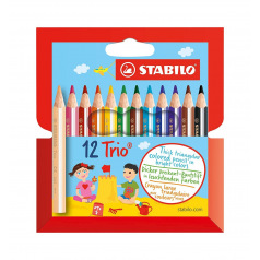 Crayons de couleur Stabilo TRIO THICK SHORT - étui de 12 Crayons de couleur Stabilo TRIO THICK SHORT - étui de 12