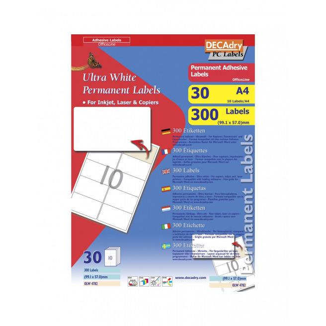 DECADRY etiketten - pakket van 30 A4-vellen