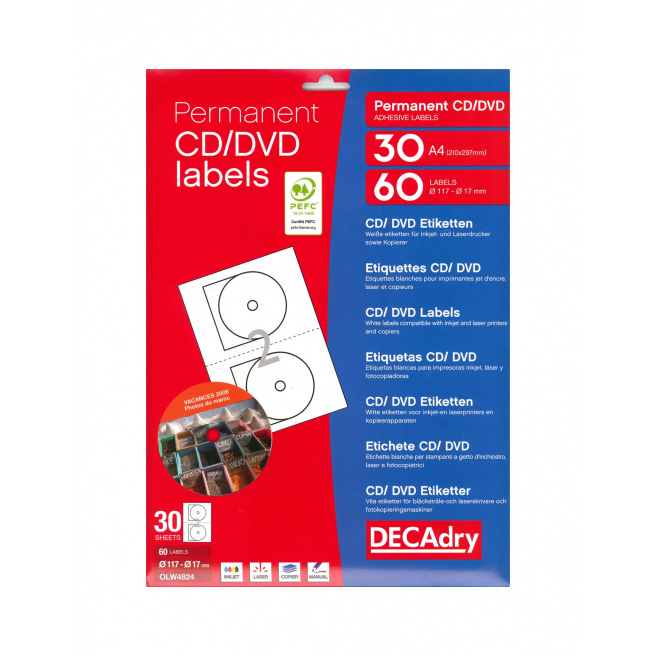 DECADRY etiketten - pakket van 30 A4-vellen