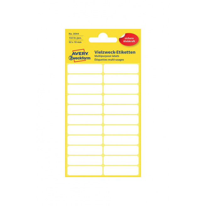 Witte AVERY ZWECKFORM etiketten voor handmatige inscriptie Witte AVERY ZWECKFORM etiketten voor handmatige inscriptie