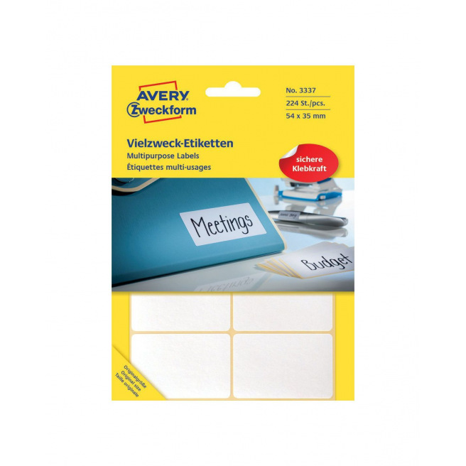 Witte AVERY ZWECKFORM etiketten voor handmatige inscriptie Witte AVERY ZWECKFORM etiketten voor handmatige inscriptie