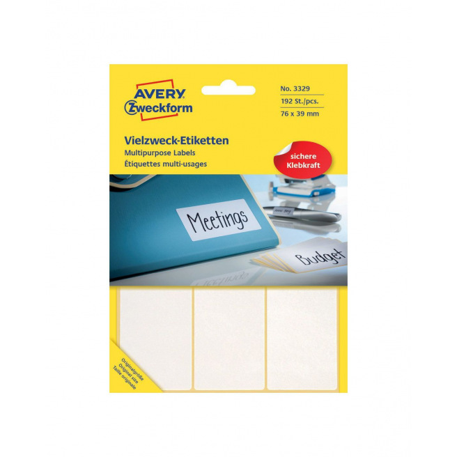 Etiquettes blanches AVERY ZWECKFORM pour inscription manuelle Etiquettes blanches AVERY ZWECKFORM pour inscription manuelle