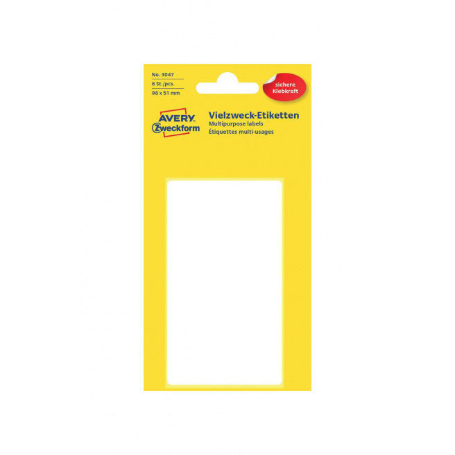 Etiquettes blanches AVERY ZWECKFORM pour inscription manuelle Etiquettes blanches AVERY ZWECKFORM pour inscription manuelle