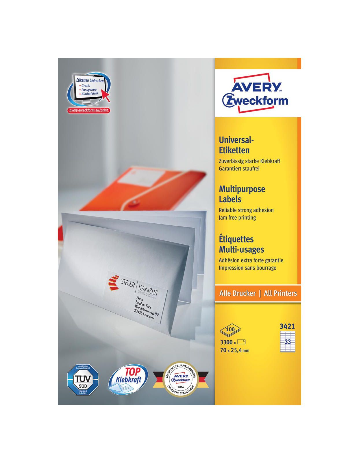 Avery-Zweckform Avery Etiquettes Pour Timbres à Imprimer 63.5 X 33.9 Mm X 240
