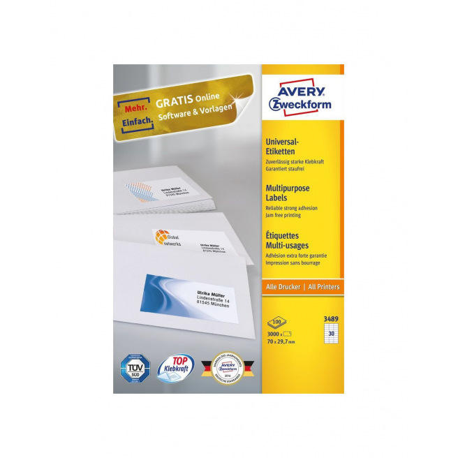 Witte etiketten AVERY ZWECKFORM