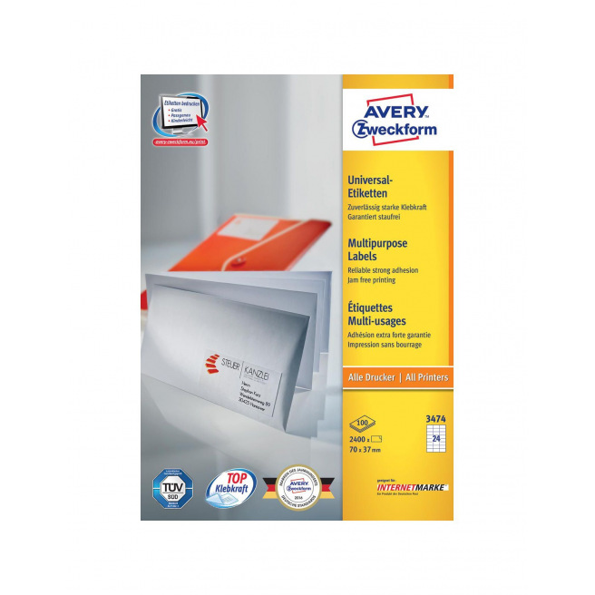 Witte etiketten AVERY ZWECKFORM