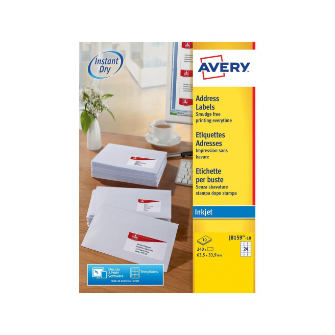 Witte AVERY-etiketten voor inkjetprinters