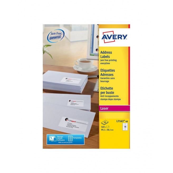 AVERY witte etiketten voor laserprinters