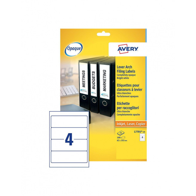 Etiquettes blanches AVERY pour dos de classeurs