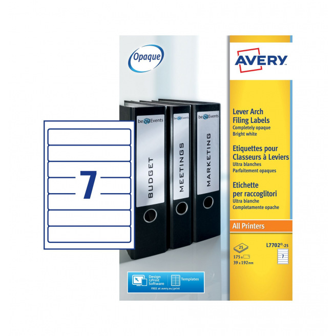 AVERY witte etiketten voor rug van mappen AVERY witte etiketten voor rug van mappen