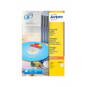 Etiquettes blanches AVERY pour CD/DVD L7676-25 - paquet de 25 feuilles A4