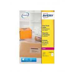 AVERY transparante etiketten voor laserdrukkers - 210 x 297 mm - 1 etiket/A4 vel - pakket van 25 A4 vellen