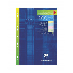 Losbladige geperforeerde vellen CLAIREFONTAINE gekleurd papier - A4 (4 x 25 vellen) - geruit 5 x 5 mm