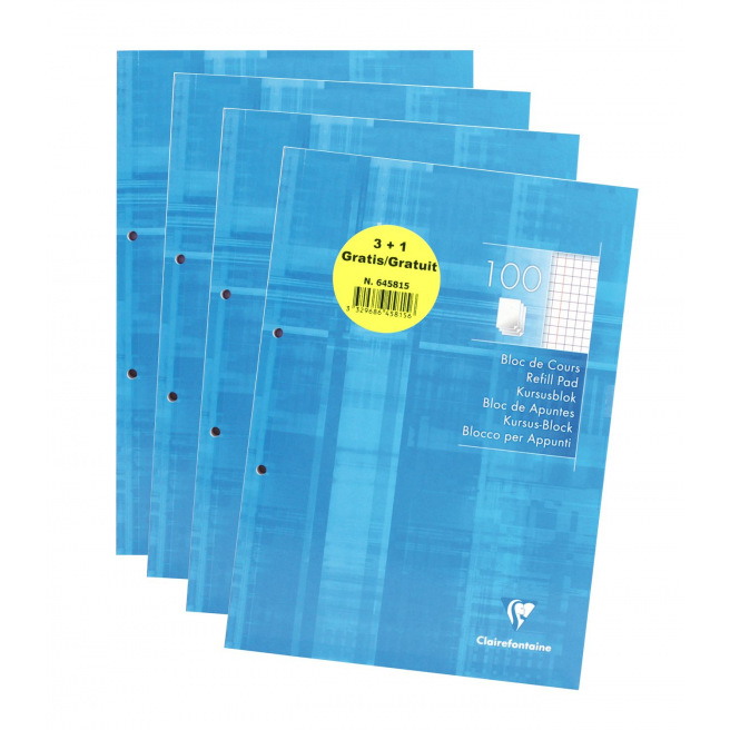 CLAIREFONTAINE A4 cursusblok met 2-gaats perforatie CLAIREFONTAINE A4 cursusblok met 2-gaats perforatie