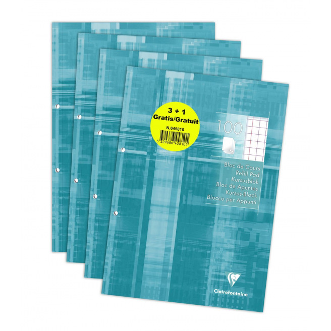 CLAIREFONTAINE A4 cursusblok met 2-gaats perforatie CLAIREFONTAINE A4 cursusblok met 2-gaats perforatie